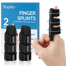 Sopito Finger Splint, 2pcs Brace for Index, Middle, One Size, Black
