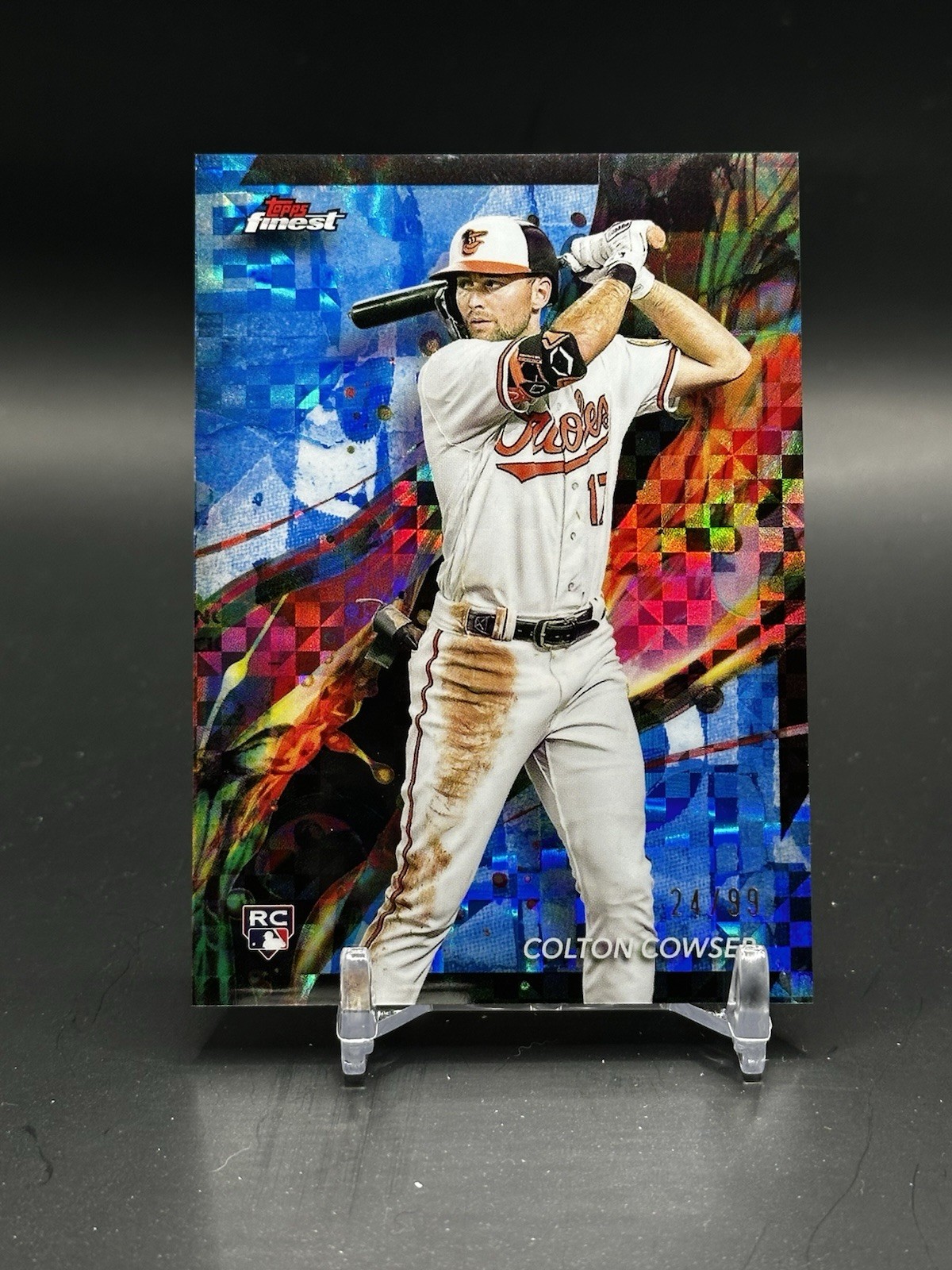 2024 Topps Finest  Common Colton Cowser #79 Blue Checkerboard Refractor /99 (RC)