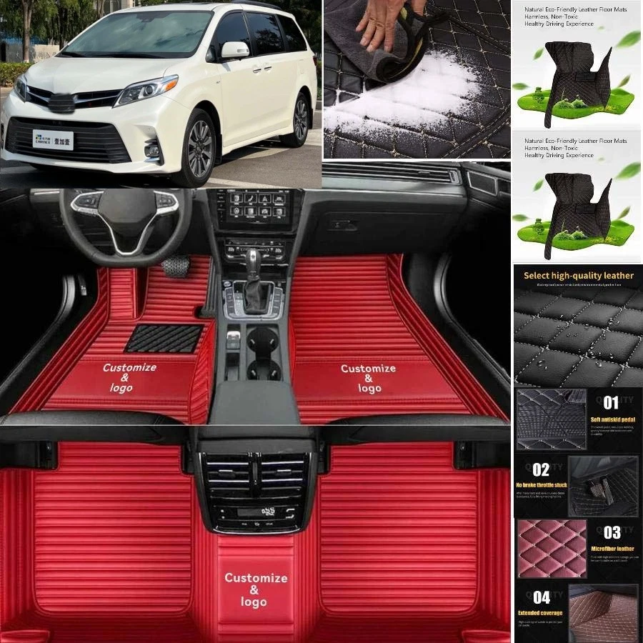 For Toyota Sienna Car Floor Mats Custom Luxury Front & Rear Auto Carpets Liners Foto 4 de 4