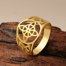 Witch Knot Ring Men Women Hollow Stainless Steel Celtic Amulet Protection Jewelr