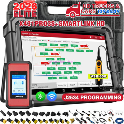 Launch X431 PRO3S+ SmartLink HD Heavy Duty Truck Car Scanner J2534 Programming