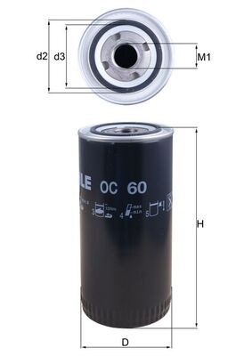Mahle OC 60 Oil Filter for Agrale,Askam,Aston Martin,Astra,BMC,Bova,Chevrolet,DA