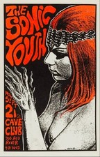 Sonic Youth Poster Cave Club 1987 Concert Art Print Retro