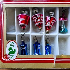 VTG Kurt Adler Blown Glass  Glitter Miniature Figural Christmas Ornaments 6 