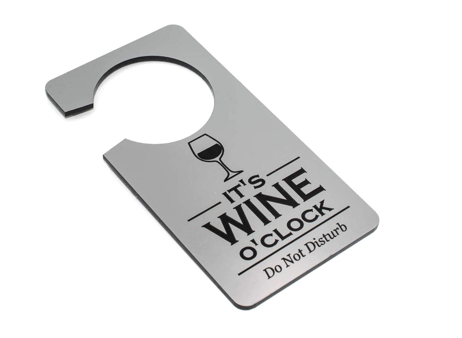 🥂 Silver “It’s Wine O’Clock” Do Not Disturb Door Hanger – Fun Gift, UK Made