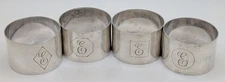 Set of 4 Vintage English Sterling Silver Napkin Rings "E" initial engraving