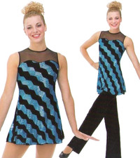 Electric Avenue Child Medium Dance Costume Sequin Tunic Dress  Velvet Pants New