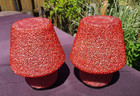 PAIR Mr. Christmas Model M70341 Mosaic Pebble Glass Mushroom Lamps wTimer ORANGE — photo 4