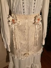 Vintage MCM Satin Baby Shower Apron with Baby, Lace and Ruffle Accents