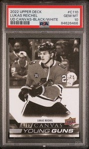 2022 Lukas Reichel UD Series 1 Young Guns Canvas Black/White RC #C110 PSA 10