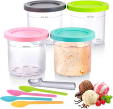 Hejo 4 Pack Ice Cream Tubs for Ninja Creami NC300UK Series, 16 Oz Pint Container
