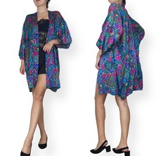 Vtg Victoria's Secret Kimono Robe 100 Silk Floral Gold Label Size Small