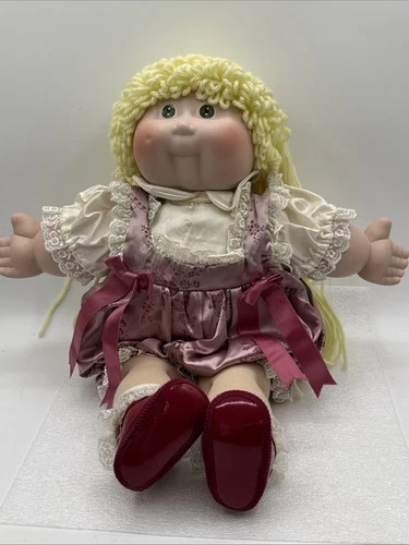 1985 Cabbage Patch Kid Porcelain Doll Head & Hands Signed Blonde Green Eyes