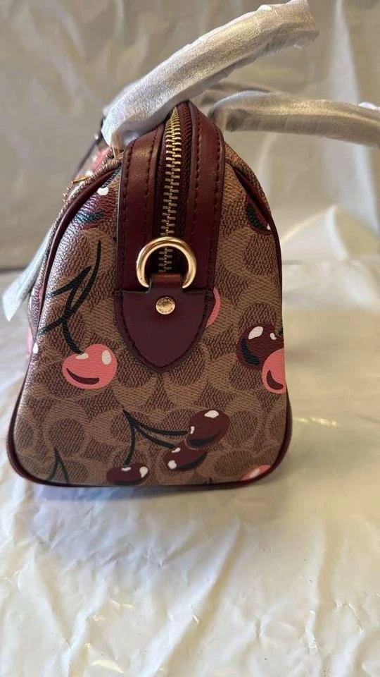 NWT COACH Rowan Satchel Bag In Signature Canvas With Cherry Print CY692 Denim - Image 2 of 4