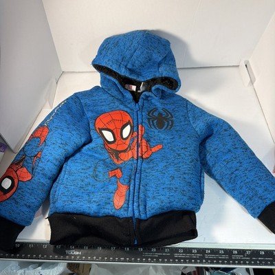 Spiderman Toddler Coat 3T with Lining Marvel Blue Black Lining Hood