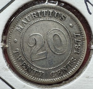 1877-H Mauritius 20 Cents - VF