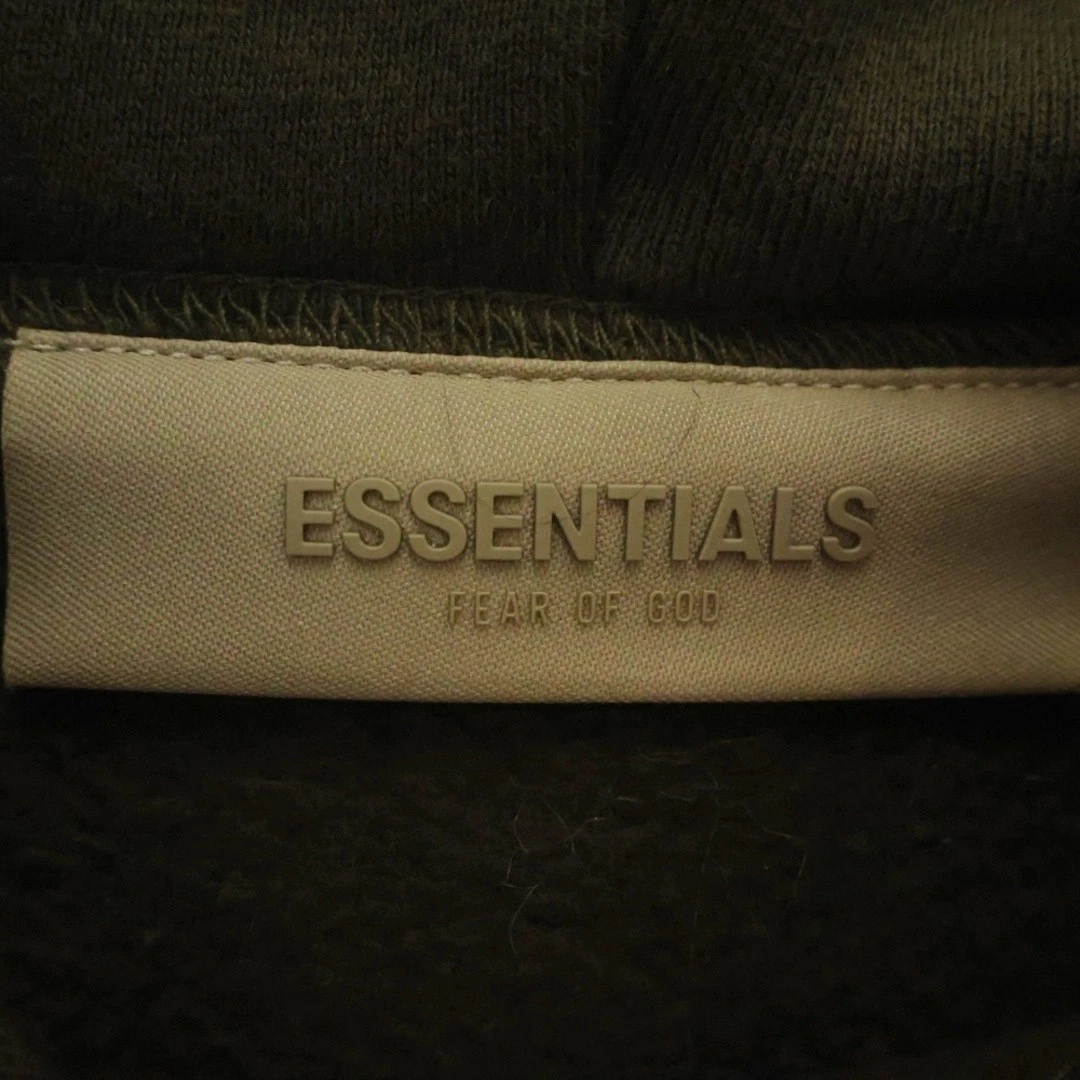 Felpa con cappuccio FEAR OF GOD ESSENTIALS logo feltro anteriore marrone usata d581ebe1165b4c6c6