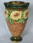 Unmarked 1920s Roseville Pottery Dahlrose Pattern Large 8" Vase