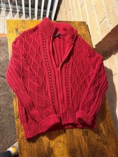 VINTAGE Authentic Shaverlake Casuals womens medium red zip-up sweater