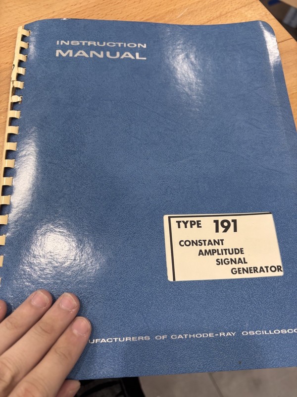 type 191 constant amplitude signall generator insturction manual 