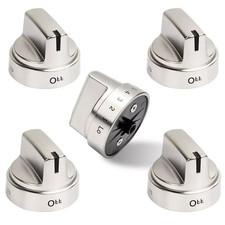 5 P Stainless Steel Look Control Knob Kits For GE Gas Range Stove WB03X24818  