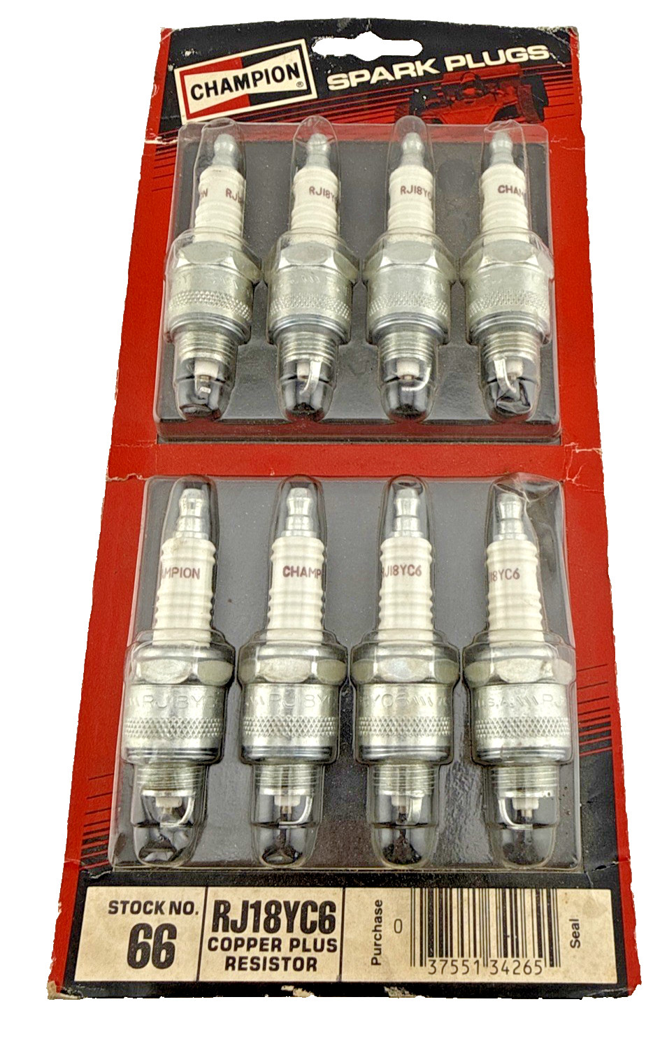 1984 Champion Spark Plugs Stock No. 66 RJ18YC6 Copper Plus Resistor Set of 8 NOS