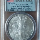 U.S. Mint 2013-(S) American Silver Eagle 1 oz .999 PCGS MS69 First Strike