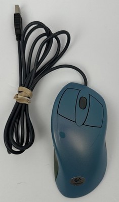 VTG Logitech iFeel MouseMan Wheel Mouse M-UN53b 830445-0000 BLUE Retro PC TESTED