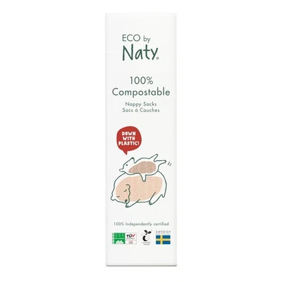 Naty compostable nappy bags | Easy tie handles | Fragrance-free nappy sacks for