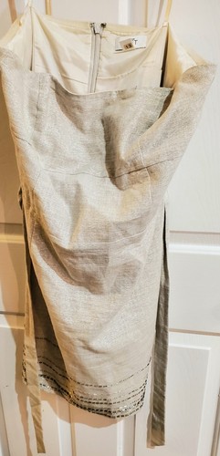 Robe Ann Taylor LOFT Taille 2 – Crème, Sans Bretelles, Avec Perles Et Ceinture, Occasion