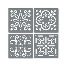 Pack of 4 Tile Stencil Set 4 x 4 inches , Mexican Pattern, Reusable Stencils...