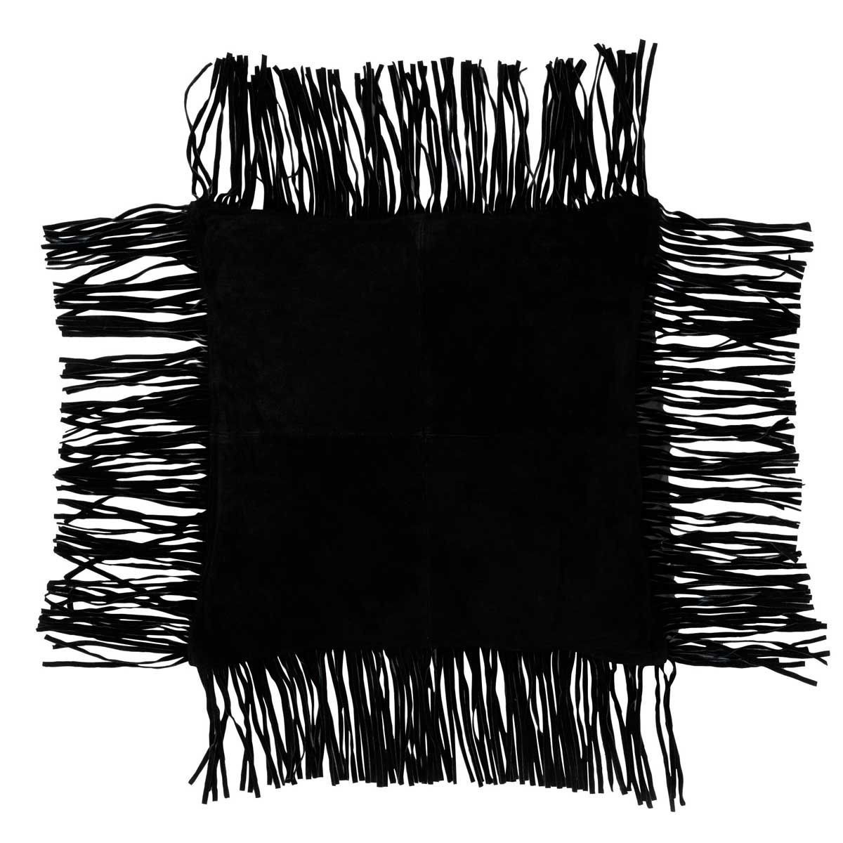 Coussin déco à franges Coleman 45x45cm noir : fini le canapé fade, optez pour le confort