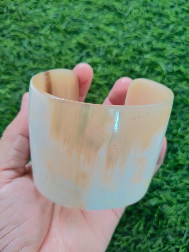 Natural Buffalo Horn Cuff Bracelet Horn Bangle Jewelry Mix White Bracelet Big - Image 4 of 4