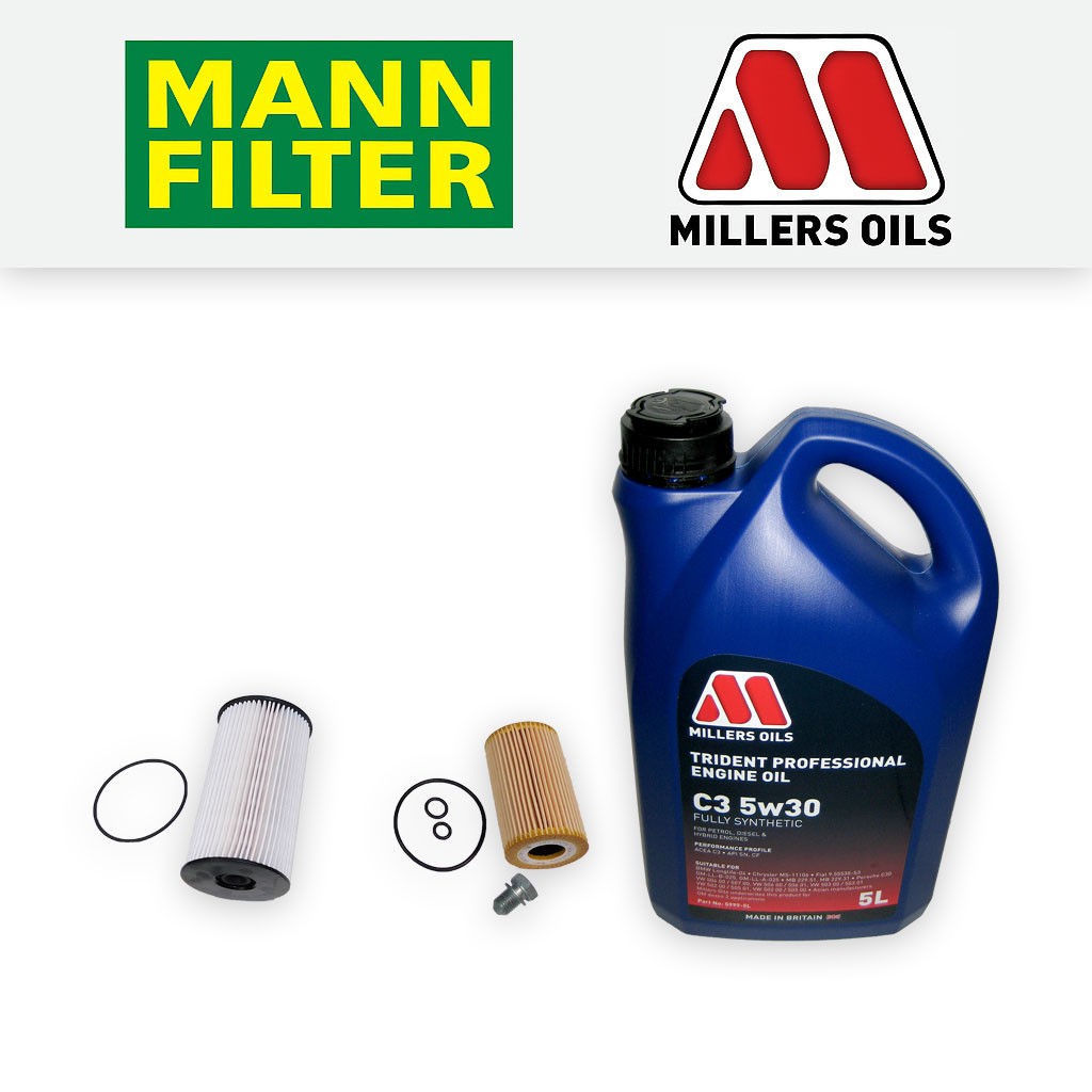 Audi A3 8P 1.6 TDI CAYB CAYC Service Kit - Mann Oil Fuel Filters + C3 Oil