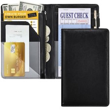 Black Server Books For Waitress/Waiter Book with Zipper Money One Size,