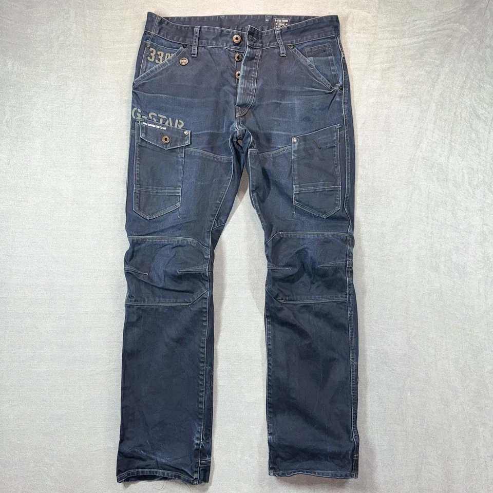 Pantalones de mezclilla G-Star Raw para hombre 36x32 lavado oscuro general 5620 bordado cónico elástico Foto 2 de 4