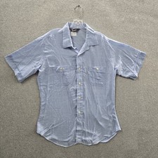 VINTAGE Levis Men Button Up Shirt XL Blue Fortrel Blend 70s 80s USA READ