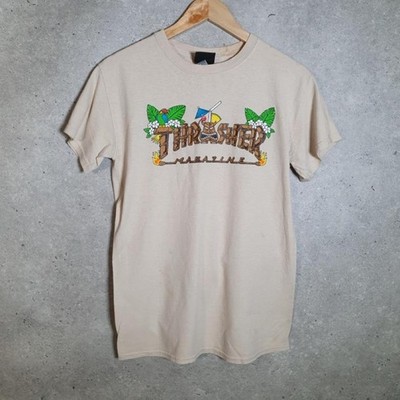 Vintage San Francisco Thrasher Magazine Print TShirt Herren Medium Beige C32134