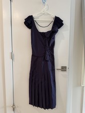Vintage PRADA Purple Silk Pleated Dress Size 42