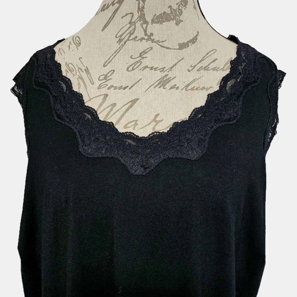 Camiseta sin mangas vintage Y2K NY Collection negra con ribete de encaje talla 2X Vampire Diaries Foto 2 de 4