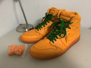 neon green and orange jordans