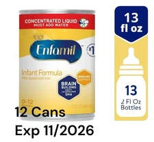 Enfamil Infant Formula with Iron Concentrated Liquid 13 Oz 12 Cans Exp 11/1/26