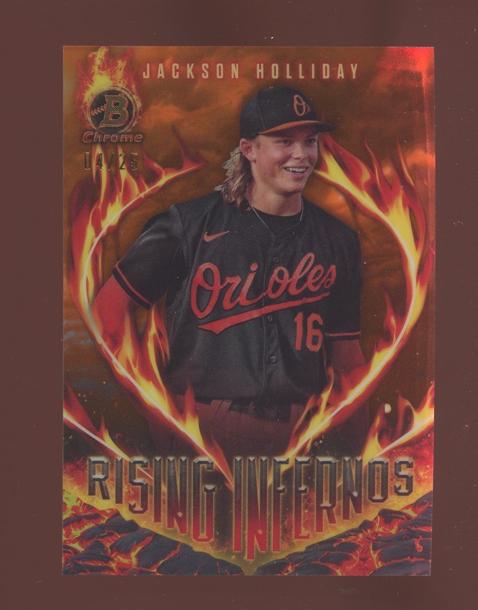 2024 Bowman Chrome Rising Infernos Orange Refractor Jackson Holliday RC /25