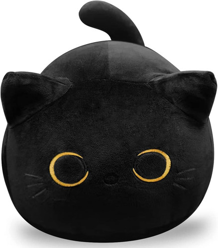 Soft Black Cat Plush Toy Pillow - Stuffed Animal for Kids, Boys & Girls Small