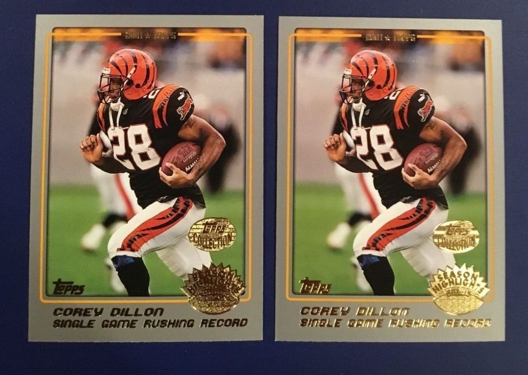 2001 Topps Collection # 285 COREY DILLON Lot 2 Gold Stamped BENGALS RARE !