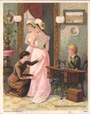 Victorian Trade Card Wheeler & Wilson Sewing Machine, Woman Dress, Tailoring