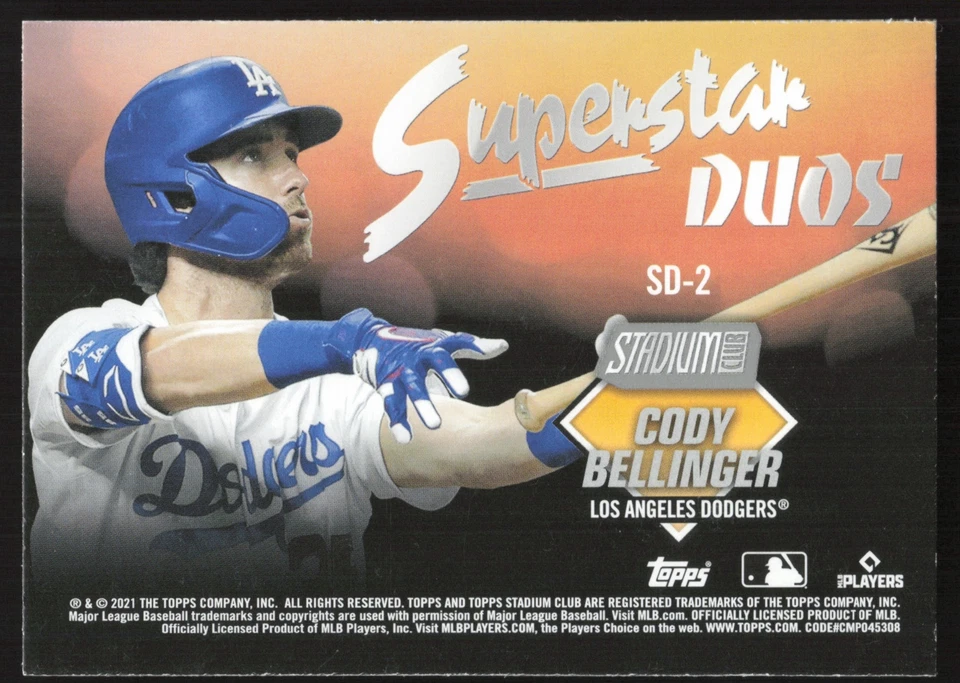 2021 Stadium Club Superstar Duos Mookie Betts/Cody Bellinger Dodgers #SD-2 - Image 2 of 2