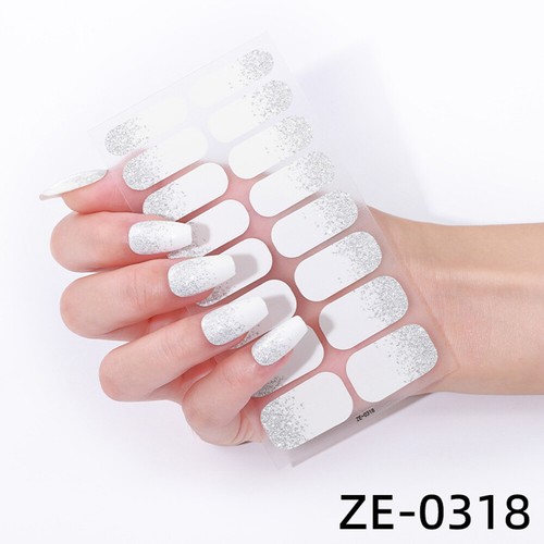 16 Tipps Glitzer-Nagelaufkleber 3D-Glänzende Folie Vollständige Abdeckung C8 - Bild 12 von 36