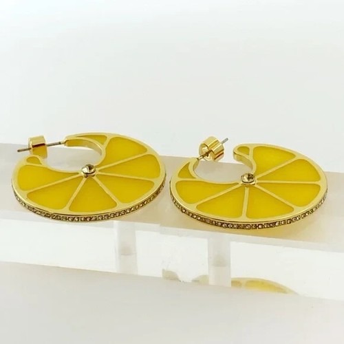 KATE SPADE Tutti Fruity Lemon Slices Hoop Earrings. Retail $80 - Picture 5 of 8