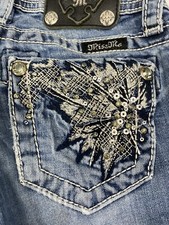 Girls Miss Me Western Blue Jeans Shorts Lowrise Fit Bermuda Size 10X9  